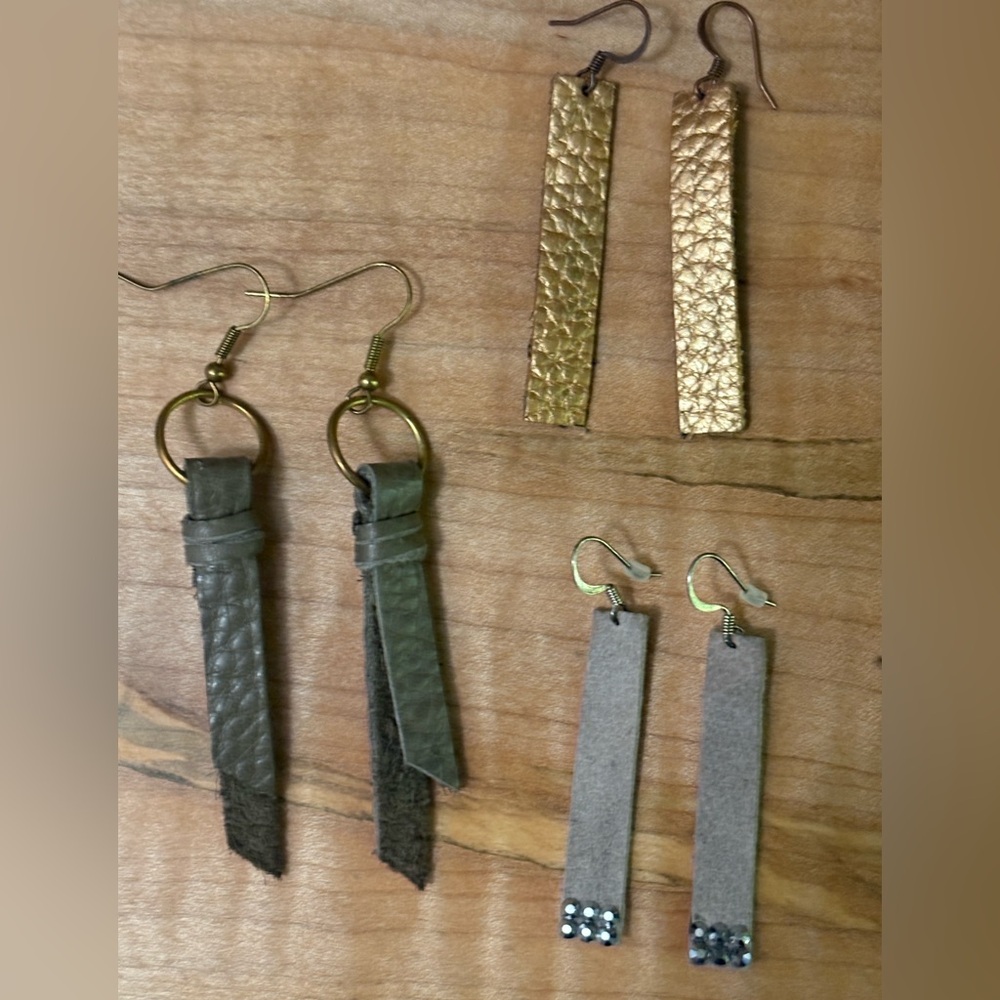 Lot of 3 Leather Earrings